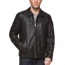 Men S Dockers James Faux Leather Open Bottom Jacket Size Medium Black Mens Black Jacket Faux Leather Dockers