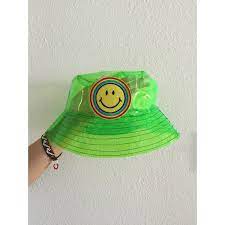 Green Neon Smiley Face Bucket Hat Grunge Bucket Hat Rave Vapor 39 Liked On Polyvore Featuring Accessories Bucket Hat Fashion Hat Fashion Cute Hats