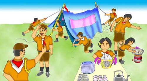 Image result for karikatur kemah pramuka"