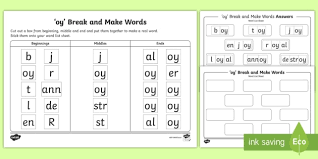 Read the words in the box, then write. Oy Sound Break And Make Worksheet Teacher Made
