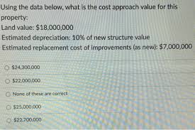 For example, an individual who rents out several acres. Using The Data Below What Is The Cost Approach Value Chegg Com