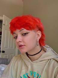 Mullet Orange Short Nonbinary Alt Emo Hair Punk Hair Alternative Hair Mullet Hairstyle