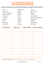 Esercizi Sulle Fonti Storiche 1 Insegnare Storia Scuola Schede Didattiche