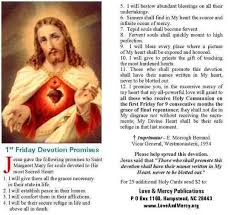 FIRST FRIDAY DEVOTION PROMISES FIRST FRIDAY OF THE MONTH IS DEDICATED TO  THE SACRED HEART OF JESUS.