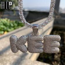 Pair it with a variety of outfits. Custom Name Bubble Letters Iced Out Chain Pendants Necklaces Men S Charms Zircon Hip Hop Jewelry With Gold Silver Tennis Chain Buy At The Price Of 7 40 In Aliexpress Com Imall Com