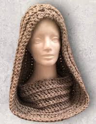 Hand Crochet Hooded Cowl: Gray Marble Wool Blend Snood