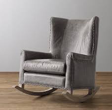Hundreds of fabrics and leathers for custom + fast delivery options. Wingback Italian Milano Leather Nailhead Rocker