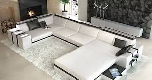 Designer Wohnlandschaft Asti U Form Weiss Schwarz Ledersofa Wohnen Sofa Set Designs Ecksofa Design