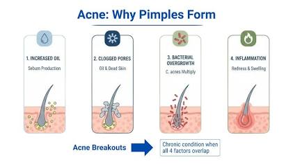 How pimples and breakouts form, AI generated