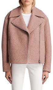 Allsaints Pink Biker Wool Coat Size 6 S In 2021 Wool Blend Jacket Coat Jackets