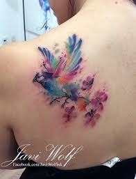 Bird And Flower Tattoo Designs Javi Wolf Amazing Colorful Watercolor Bird And Flowers Tattoo Small Tattoos Trendy Tattoos Watercolor Tattoo