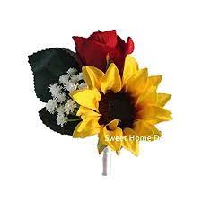Shop floral supplies 125+ varieties, colors white to. Amazon Com Sweet Home Deco Silk Sunflower Rose Babysbreath Wedding Bouquet Bridal Bouquet Bridesmaid Bouquet Boutonnere In Yellow Red Yellow Red Boutonniere Home Kitchen