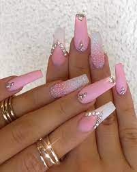 Nail Acrylic Pink Baby Nails Longnails Nailsonfleek Nails Design With Rhinestones Bling Nails Baby Pink Nails