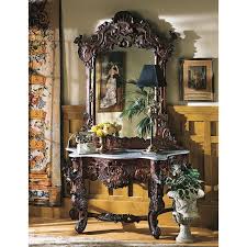 Hapsburg 54 Solid Wood Console Table And Mirror Set Marble Top Console Table Mirrors And Marble Gothic Living Rooms