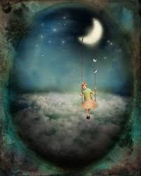 Child On Swing Print Art For The Nursery Dreamy Celestial Etsy Celestial Art Star Art Art