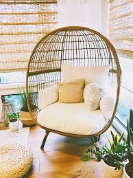 This Boho Chic Rattan Egg Chair Is The Perfect Indoor Nest For Now But Will Be Moving Out In 2020 Outdoor Furniture Decor Rattan Egg Chair First Apartment Decorating