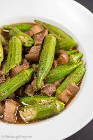 Adobong Okra With Pork Recipe Panlasang Pinoy In 2020 Pork Recipes Okra Recipes Filipino Vegetable Recipes