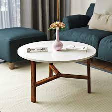 Constructed of pine and mdf for optimal durability. Millie Wooden Mdf Round Coffee Table White Decornation