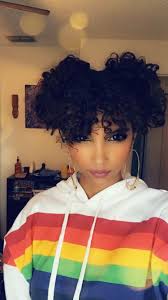 Curly Bangs Curly Space Buns Curly Pig Tails Natural Hair Bangs Prom Hairstyles For Short Hair Curly Afro Hair