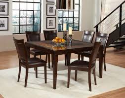 Elegant White Area Rug Idea Plus Cool Square Kitchen Table And Couple Candle Sticks Cente Brown Wood Dining Table Square Dining Table Set Square Kitchen Tables