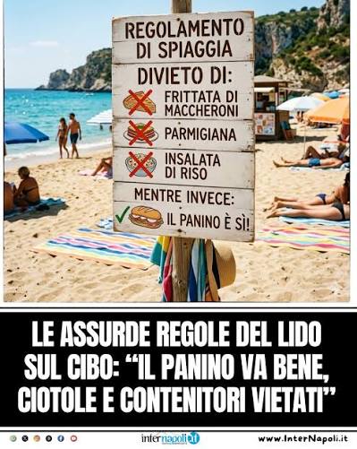 🍕🏖️🌊 È scoppiata la polemica sul pranzo portato da casa negli  stabilimenti balneari. Alcuni gestori contestano ai clienti l'ingresso con  cibi e bevande, sostenendo che danneggi economicamente e nell'immagine i  lidi; diverse