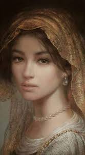 Lady with Pearl By : Piotr Topolski (b.1960) Polish artist Oil