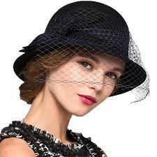 Trade Women S Vintage Fedoras Wool Felt Veil Hat Black C1128niyio1 Veiled Hats Hats For Women Black Fedora Hat