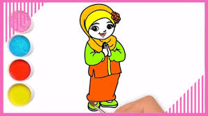 Mewarnai gambar anak muslim kreasi warna. Belajar Menggambar Dan Mewarnai Anak Muslim Solehah Youtube
