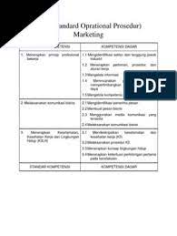 Alhamdulillah telah update/ ada penambahan 12 item sop marketing, yaitu :1 prosedur mencari prospek dari pelanggan lama2. 1 Sop Marketing 1