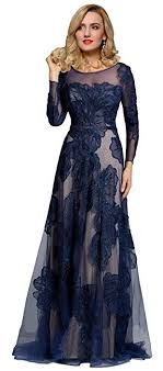 Meier Women S Long Sleeve Illusion Back Embroidery Lace Evening Dress Navy Size 14 Evening Dresses Lace Evening Dresses Evening Dresses Online