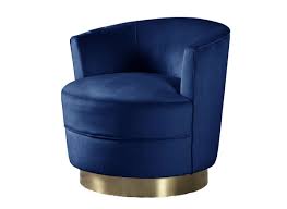 Aerin sky blue upholstered swivel barrel chair (1) Shala Navy Blue Velvet Swivel Chair