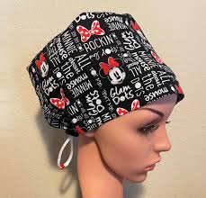 Women's Surgical Cap, Scrub Hat, Chemo Cap, Minnie Mouse