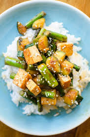 Asparagus Zucchini And Tofu Stir Fry Recipe Healthy Vegetarian Dinner Tofu Stir Fry Healthy Vegetarian