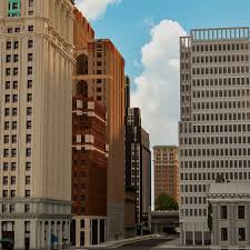 Downtown views ~ This city is a collaboration between @tingusbangus ,  @ny.victorians , and myself. It features builds by many talented members of  the @projectkielbasa server. 3D render made using Chunky. Resource