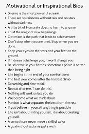 Motivational Or Inspirational Bios Instagram Bio Quotes Good Quotes For Instagram Witty Instagram Captions