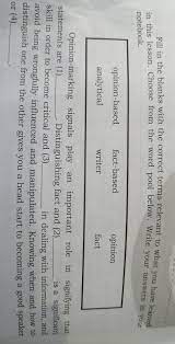 One eight year old boy, for instance, avidly collected baseball cards and kept track of games and team standings in sports pages in accordance with the mores of his neighborhood, even though he had never seen a baseball. Fill In The Blanks With The Correct Terms Relevant To What You Have Learned In This Lesson Choose From Brainly Ph