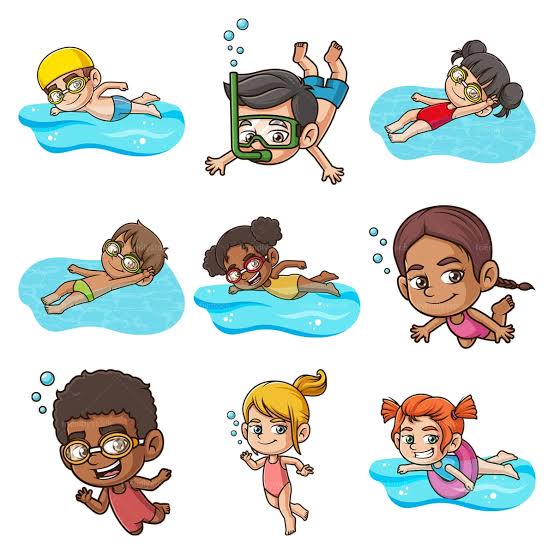 Cartoon Kids Swimming Clipart Stock Vector Illustrations - FriendlyStock