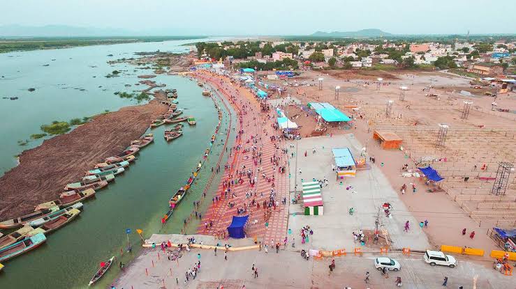 Serene riverfront views near Dhyana Buddha, AI generated