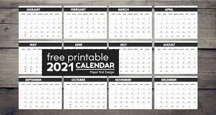 This package includes letter size (8.5x11 inch) monthly calendars. Free Printable 2021 Calendars Paper Trail Design