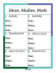 Mean Median And Mode Skills Practice Love Math Math Practices