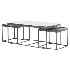 Or separate the tables and scatter around the room for a cohesive living room style. Nash Industrial Loft White Marble Iron Nesting Rectangular Coffee Table 31 W 40 W Kathy Kuo Home