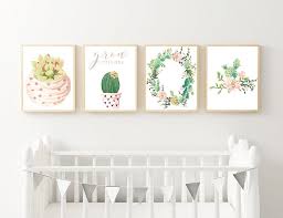 Cactus And Succulent Wall Prints For Little Girls Nursery Printable Wall Decor Nursery Frames Baby Bedroom Nursery