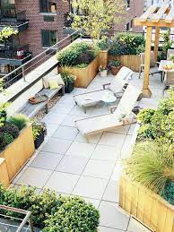 Seating consists of lounge chairs and armchairs made of bamboo. Balcony And Rooftop Gardening Small Balcony Garden Terrace Plants Rooftop Terrace Design
