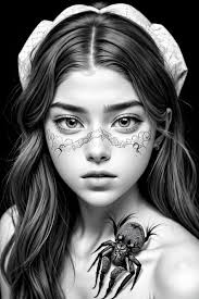 pencil drawing creepy mask shaped like a crescent moon