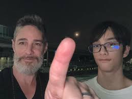 Spent the afternoon evening with my older son and we went to a basketball  game and enjoyed the full moon afterwards as we went