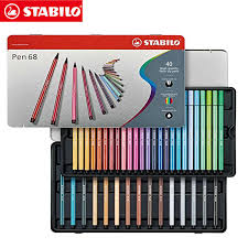 40 Colors Stabilo Pen 68 Coloring Felt Tip Art Marker