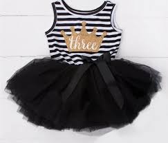 3rd Birthday Princess Birthday Dress For 3 Year Old Little Girls Three 3 Year Old Birthday Dress Gold Glitter Crown Black White Candy First Birthday Outfits Birthday Outfit