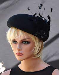 Black Hat Winter Wedding Hat Derby Hat Cocktail Hat Fascinator Funeral Hat Ladies Formal Winter Hat Event Ha Wedding Hats Ladies Formal Hats Dressy Hats