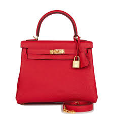 Hermes Kelly Retourne 25 Rouge Casaque Togo Gold Hardware - Red / New or Never Worn / Togo