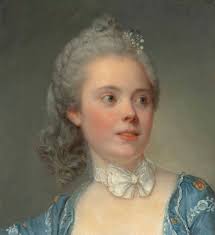 Jean-Baptiste Greuze (Tournus 1725-1805 Paris), Portrait of a lady,  bust-length, in an embroidered blue dress with a white lace ribbon tied in  a bow at her neck